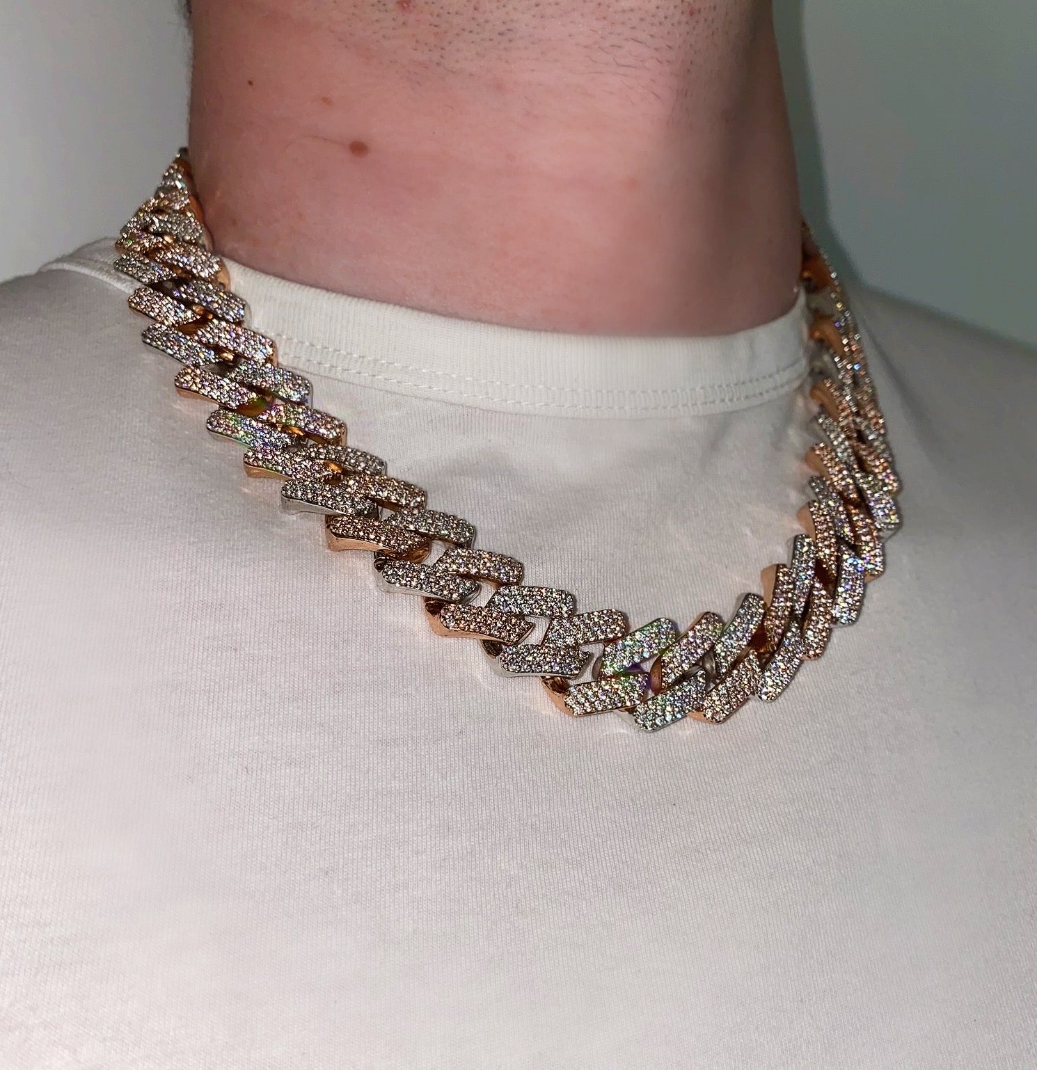 Cuban Link Chain-Silver+Rose Gold