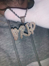 Custom Script Layered Letter Pendant - (2-8 Letter) - CZ Set - Silver or Gold - Matching Rope Chain