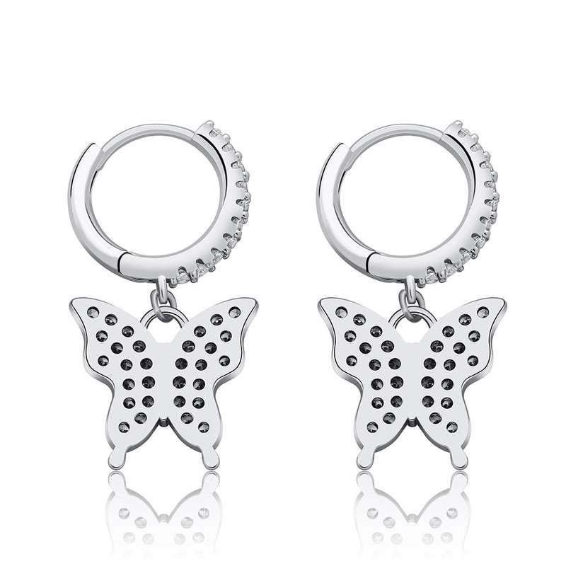 Butterfly 925 Earrings - Sterling Silver - 9mm