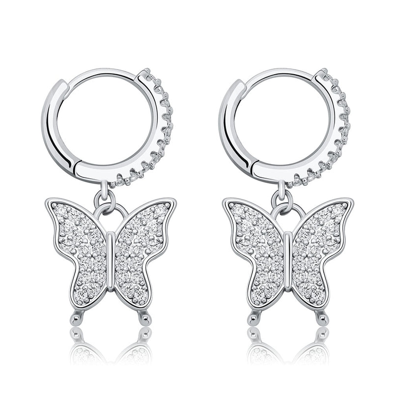 Butterfly 925 Earrings - Sterling Silver - 9mm