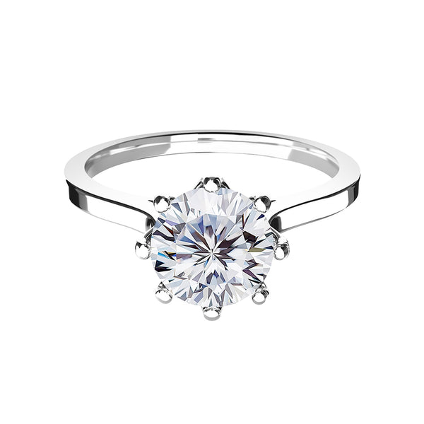 Moissanite Claw Ring - 925 Silver - D Colour - VVS1 - 6MM - 1 Carat