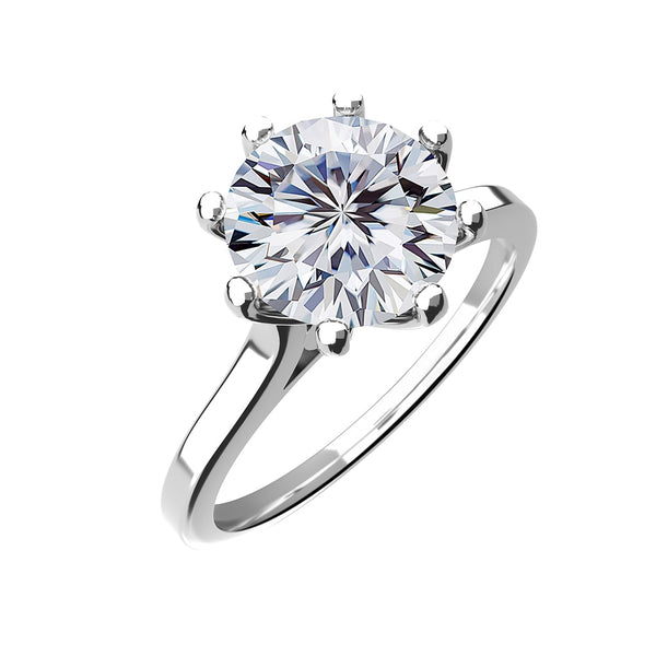 Moissanite Claw Ring - 925 Silver - D Colour - VVS1 - 6MM - 1 Carat