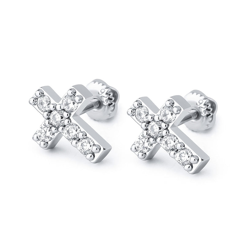 Mini Cross 925 Earrings - Sterling Silver