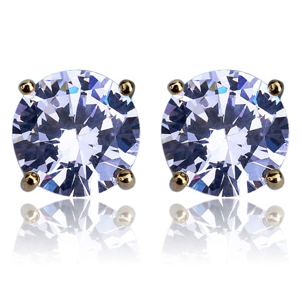 Studded Diamond 8mm Earrings - Gold