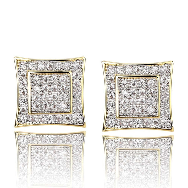 Paved Studded Encrusted Earrings - Gold