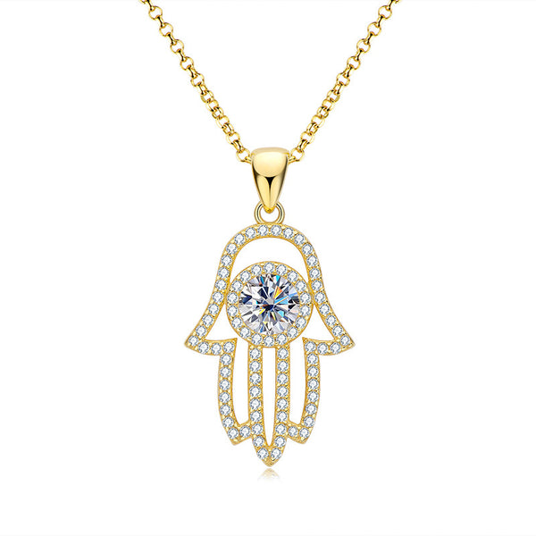 Moissanite Hamsa Hand Pendant - D Colour - VVS1 - 1 Carat