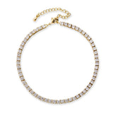 Tennis 3mm Encrusted Anklet - Gold