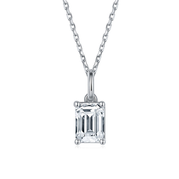 Moissanite Rectangle Pendant - 925 Silver - D Colour - VVS1 - 1 Carat