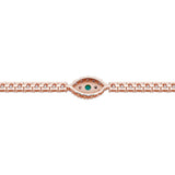 Hamsa Blue Eye Encrusted Anklet - Rose Gold