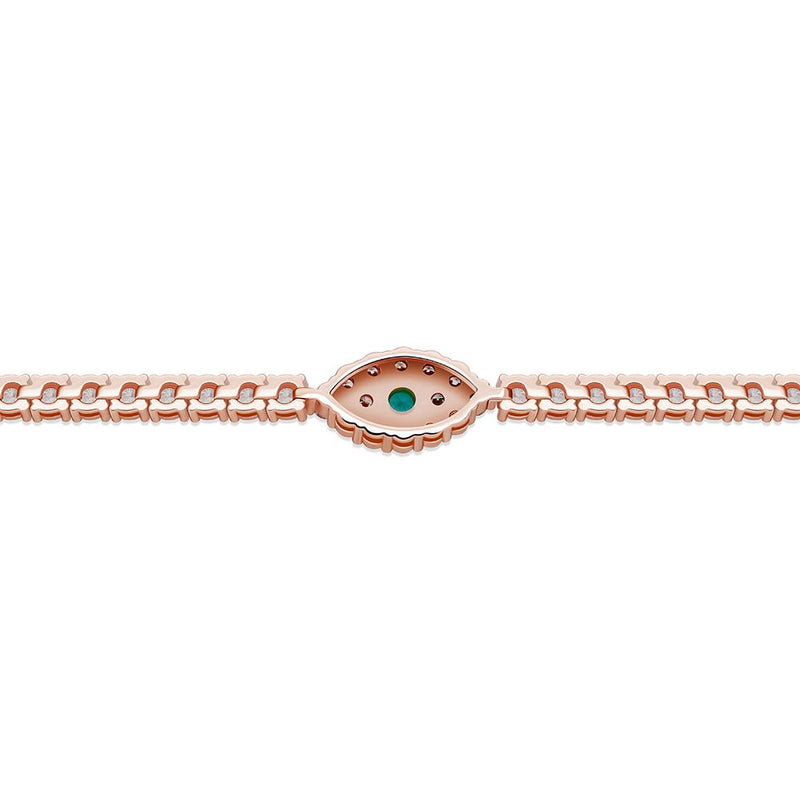 Hamsa Blue Eye Encrusted Anklet - Rose Gold