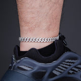 Cuban 9mm Encrusted Anklet - Silver