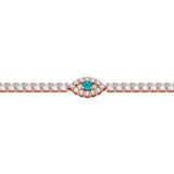 Hamsa Blue Eye Encrusted Anklet - Rose Gold