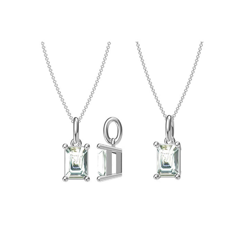 Moissanite Rectangle Pendant - 925 Silver - D Colour - VVS1 - 1 Carat