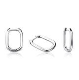 Rectangular Hoop Earrings - Silver