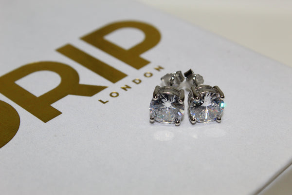 Studded Diamond 9mm Earrings - 925 Silver