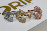 Baguette Cubic Zirconia Encrusted Ring - One Size - Silver, Rose Gold & Gold