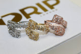 Baguette Cubic Zirconia Encrusted Ring - One Size - Silver, Rose Gold & Gold