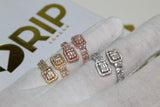 Baguette Cubic Zirconia Encrusted Ring - One Size - Silver, Rose Gold & Gold