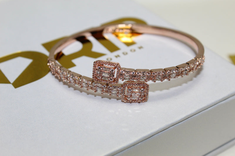 Rose Gold Baguette Bracelet - Plated - 7 Inch