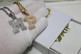 Layered Initial Pendant and Chain - Silver or Gold - 20 Inch Chain