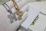 Layered Initial Pendant and Chain - Silver or Gold - 20 Inch Chain