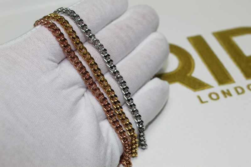 Cuban Bracelet - 7/8 Inch - Silver, Gold and Rose Gold