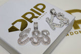 Custom Baguette Letter Pendants - (1-9 Letter) - Silver or Gold - Matching Rope Chain