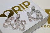 Custom Baguette Letter Pendants - (1-9 Letter) - Silver or Gold - Matching Rope Chain