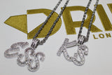 Custom Baguette Letter Pendants - (1-9 Letter) - Silver or Gold - Matching Rope Chain