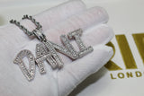 Custom Baguette Letter Pendants - (1-9 Letter) - Silver or Gold - Matching Rope Chain