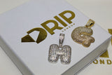 Custom Diamond Initial Pendant and Chain - Silver or Gold - Rope Chain