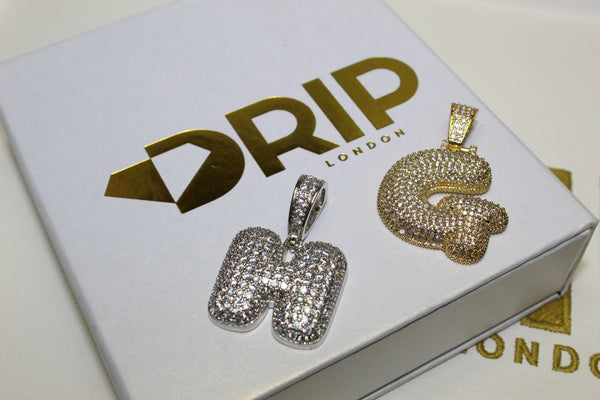 Custom Diamond Initial Pendant and Chain - Silver or Gold - Rope Chain