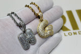 Custom Diamond Initial Pendant and Chain - Silver or Gold - Rope Chain