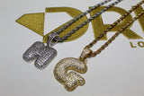 Custom Diamond Initial Pendant and Chain - Silver or Gold - Rope Chain