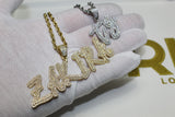 Custom Script Layered Letter Pendant - (2-8 Letter) - CZ Set - Silver or Gold - Matching Rope Chain