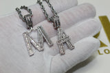 Custom Baguette Initial Pendant and Chain - Silver or Gold - 20 Inch Chain