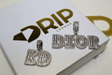 Custom Baguette Micro Letter Pendants - (1-8 Letter) - CZ Set - Silver or Gold - Matching Rope Chain