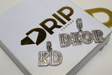 Custom Baguette Micro Letter Pendants - (1-8 Letter) - CZ Set - Silver or Gold - Matching Rope Chain