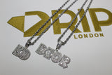 Custom Baguette Micro Letter Pendants - (1-8 Letter) - CZ Set - Silver or Gold - Matching Rope Chain