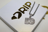 Custom Baguette Micro Letter Pendants - (1-8 Letter) - CZ Set - Silver or Gold - Matching Rope Chain