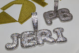 Custom Bubble Letter Pendants - (2-8 Letter) - Silver or Gold - Matching Rope Chain