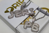 Custom Bubble Letter Pendants - (2-8 Letter) - Silver or Gold - Matching Rope Chain