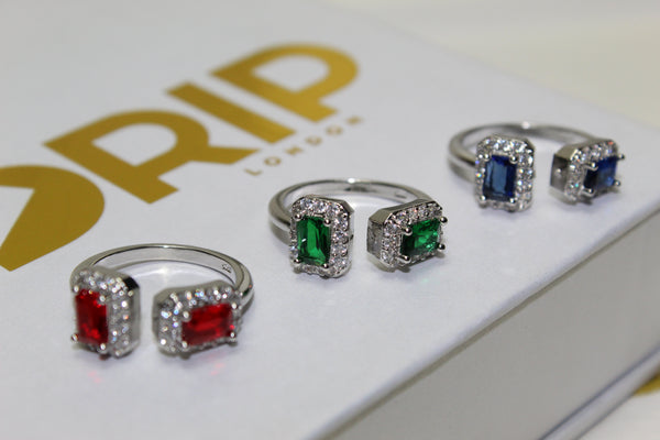 Emerald Ring - Red, Blue & Green - One Size Fits All