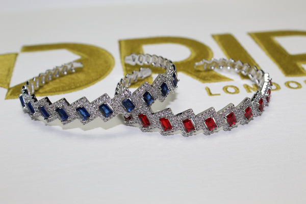 Emerald Bangle - Plated - Red & Blue - One Size