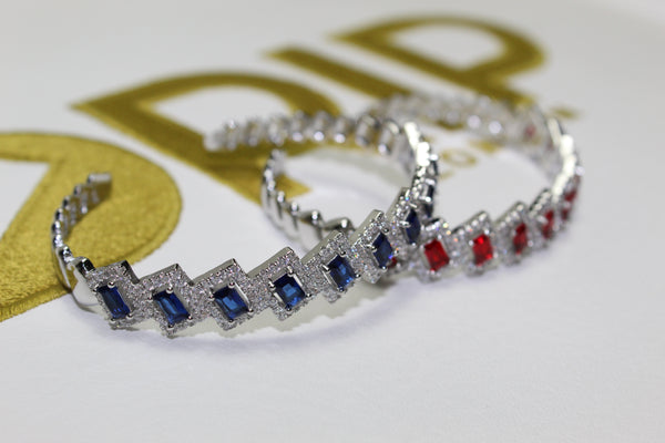 Emerald Bangle - Plated - Red & Blue - One Size