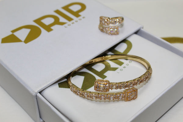 Gold Baguette Bracelet & Ring - Bundle - Plated