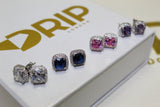 Diamond 10mm Earrings - Silver, Blue, Pink & Purple