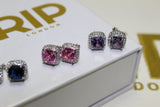 Diamond 10mm Earrings - Silver, Blue, Pink & Purple