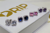 Diamond 10mm Earrings - Silver, Blue, Pink & Purple