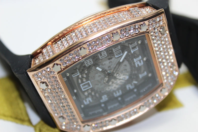 Premium Encrusted Sports Watch - Rubber Strap - Rose or Gold - Unisex - One Size